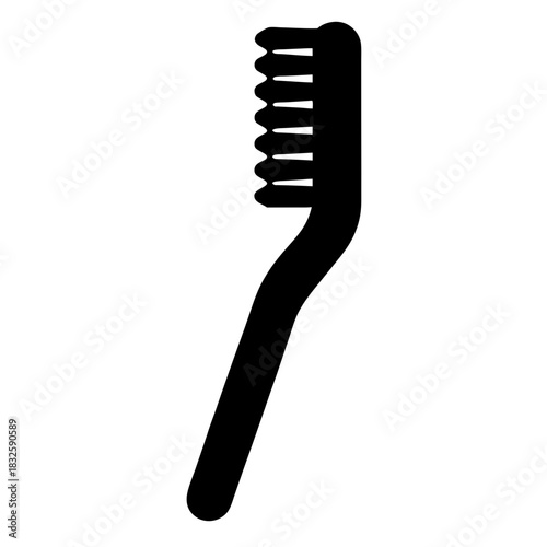 A Black and White Minimalist Illustration of a Toothbrush for Oral Hygiene