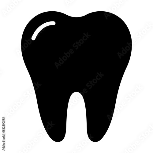 Simple monochrome vector representation of a human molar tooth on white background