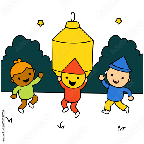 happy kids playing in the park