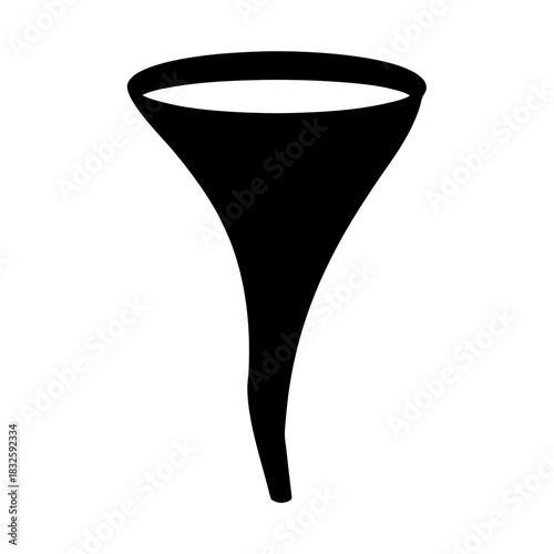 Black and white silhouette of a funnel used for liquids pouring