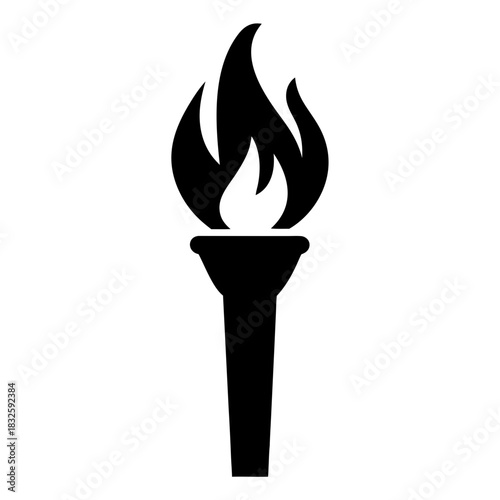 Icon of a flaming torch of knowledge or olympic games symbol