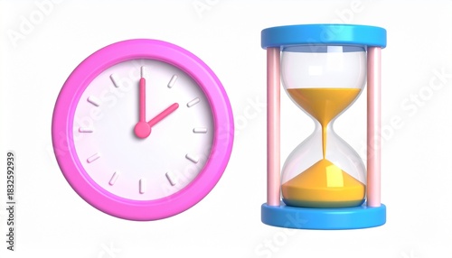 3d icon symbolize time is money, visible in the flow of sand through the hourglass