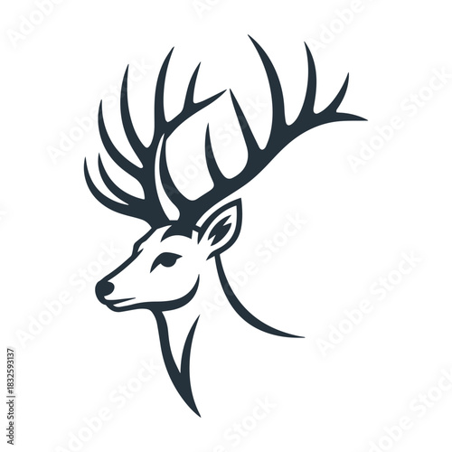 Deer Head Antler Logo Design icon Vector