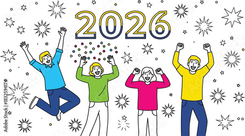 2026 new year celebration party friends joy happiness success future goals