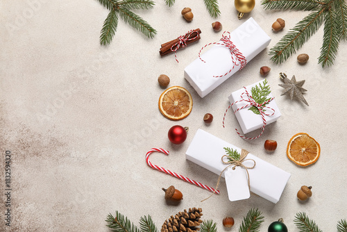 Christmas gifts on light ba...