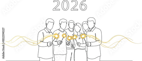 2026 new year celebration sparklers group friends party festive joy holiday