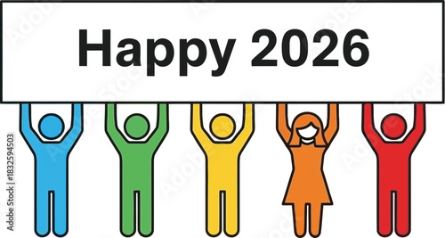 Happy 2026 celebration future team success goal achievement community banner