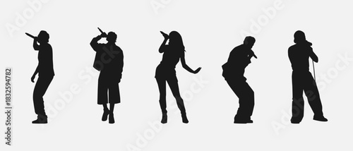 Silhouettes of singers. Isolated vector illustration.