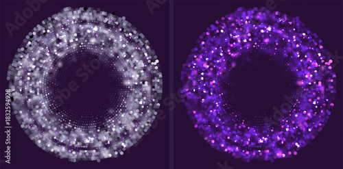 Glowing-Purple-Halftone-Circle,--Luxury-Holiday-Light-Frames  Vector Background