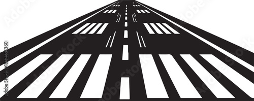 Airport runway with markings and perspective lines on white background aviation airplane