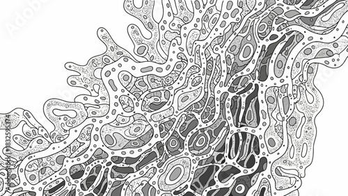 Abstract Black and White Organic Pattern with Cells and Bubbles