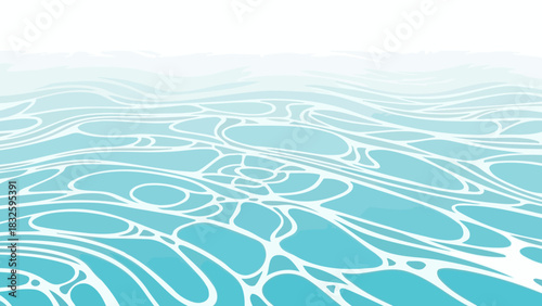Stylized illustration of a calm blue water surface with ripples and light reflections