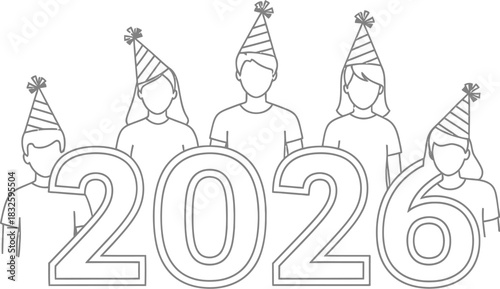 2026 new year party celebration people group hats future event holiday fun