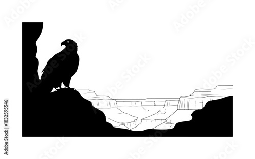 Stunning eagle silhouette overlooking the Grand Canyon vista