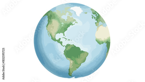 Stylized illustration of Earth globe with visible continents, representing global connectivity and environmental awareness in a digital world graphic