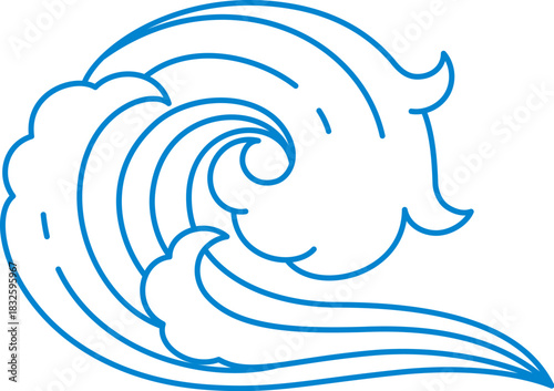 Asian sea, Chinese wave splash icon or sign. Asian aquatic wind blown water peak symbol, Chinese or Japanese sea tsunami wave line vector icon. Oriental marine curly splash graphic element or tattoo
