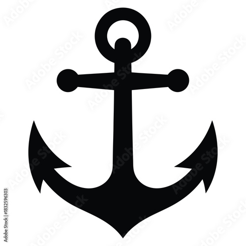 A black anchor, a symbol of stability, hope, and steadfastness, often associated with maritime themes and nautical adventures