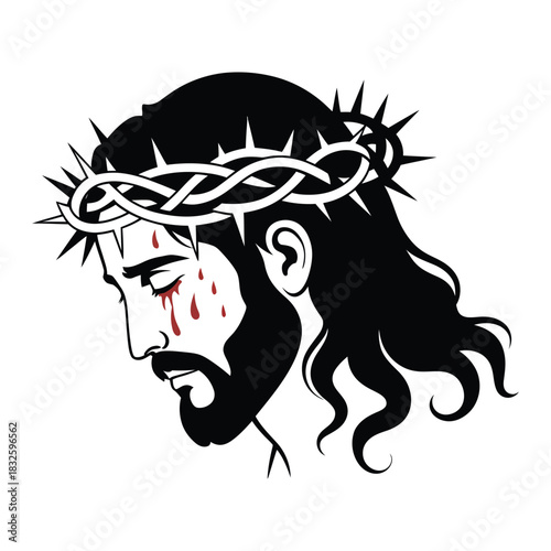 Jesus christ with a crown of thorns, depicting his suffering and sacrifice, a symbol of faith, hope, and redemption