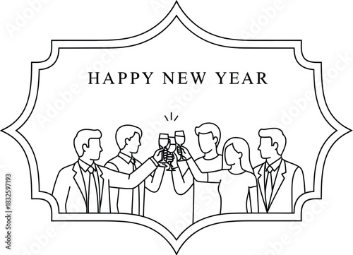 Happy new year celebration toast friends colleagues party business success
