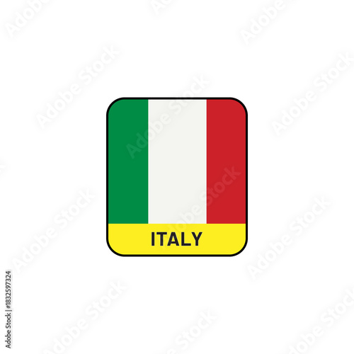 Free Download Minimal flat flag of Italy with bold name label design - GFXLoad