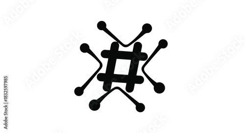 Black and white molecular structure network connections nodes technology background abstract concept