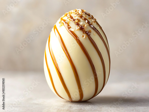 Deliciously decorated white chocolate easter egg gourmet treat elegant setting close-up view festive celebration