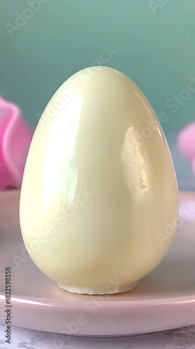Deliciously crafted white chocolate egg kitchen setup food photography home environment close-up shot dessert delight