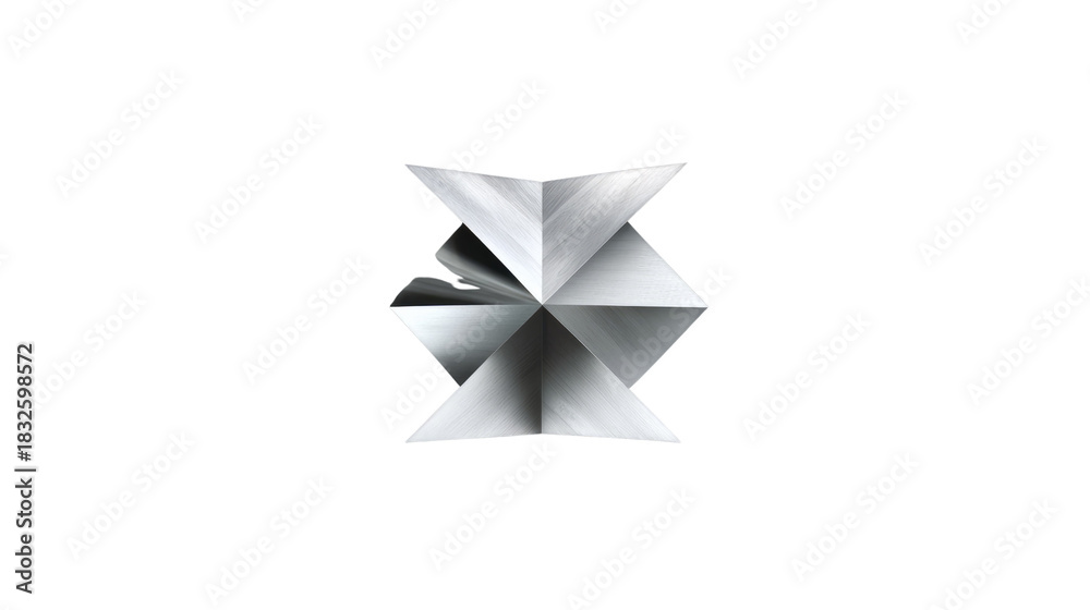 Obraz premium Geometric Elegance: A minimalist, abstract artwork with sleek, sharp lines and metallic surfaces creates a striking visual, emphasizing form, texture and modern design.