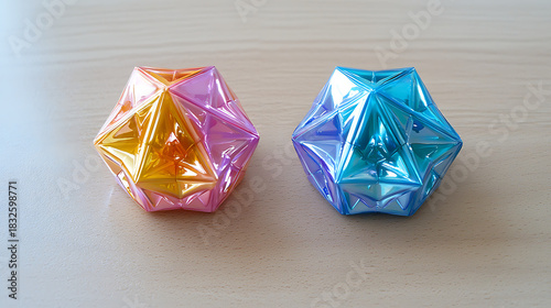 Vibrant colorful geometric shapes art studio visual artwork indoor close-up abstract design for creative inspiration