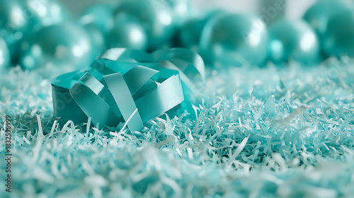 Celebrating special occasions with a teal gift box home decor close-up view festive atmosphere gift giving concept