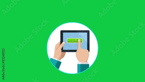 hand holding smart phone with green screen
