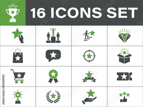 A set of rewards icons. success, achievement, quality, feedback, rating, satisfaction, rewards, 
and customer satisfaction. include stars, podiums, diamonds and shopping carts