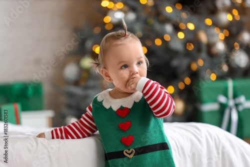 Cute little baby in elf cos...
