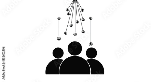 Abstract concept of ideas or inspiration flowing down onto a group of people