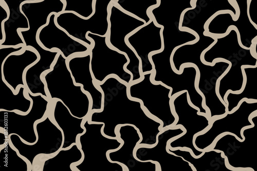 Dark abstract tangled lines with white-beige strokes on black, premium neural luxury texture