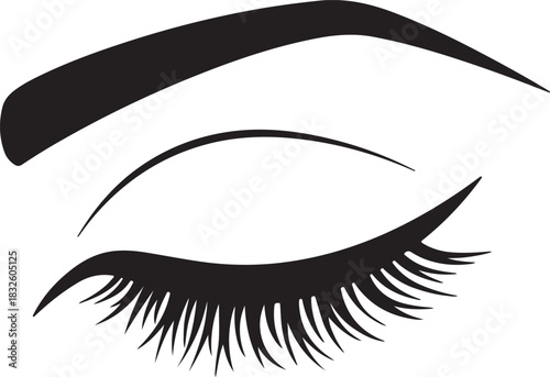 Closed eye with long eyelashes beauty and cosmetics silhouette icon vector illustration 