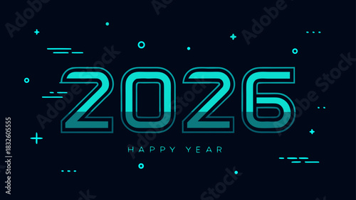 Happy new year two thousand twenty six celebration party design background holiday greeting festive season happy