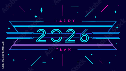 Happy new year two thousand twenty six celebration background vector image design graphic illustration
