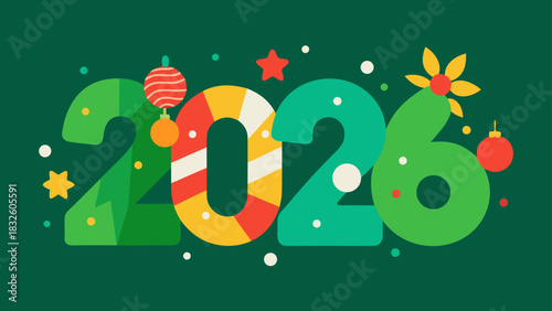 Celebrate new year holiday with festive decorations and cheerful greetings for a happy new year 2026 year