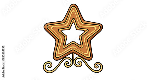 Star-shaped Decorative Ornament : A unique star-shaped decorative ornament, resting gracefully on an ornate stand, embodying artistic elegance and adding a touch of whimsy.