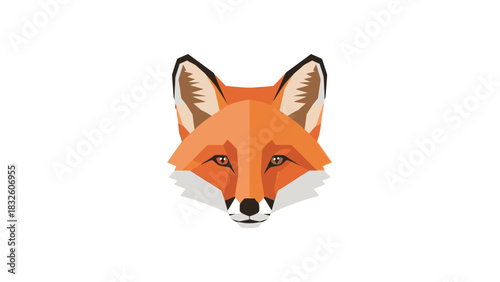 A stylized geometric illustration of a fox's head with orange and brown fur, depicted against a plain white background.