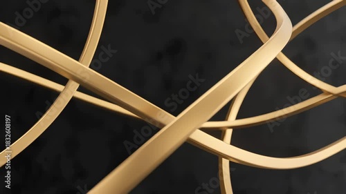 Elegant golden lines flowing smoothly over a dark matte background, forming refined luxury patterns with subtle motion