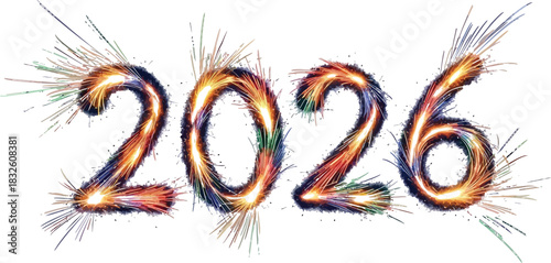 Year 2026 new year celebration future date calendar holiday event party fireworks sparkler