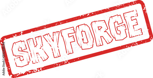 SKYFORGE Red Grunge Rubber Stamp Impression for Creative or Industrial Innovation