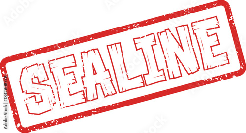 Authentic Distressed Red SEALINE Stamp for Maritime Boundaries and Shipping Routes