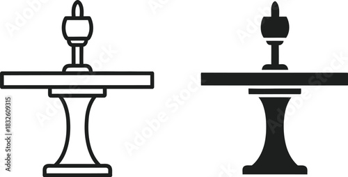 Two black chess pieces a rook and a king on — Outline, silhouette, and on transparent background. EPS 10.