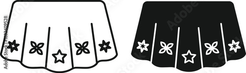 Two pairs of decorated wellington boots black on — Outline, silhouette, and on transparent background. EPS 10.