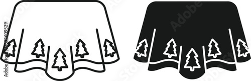 Two line art versions of a castle with towers on — Outline, silhouette, and on transparent background. EPS 10.