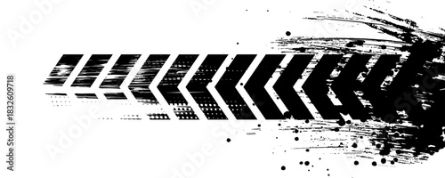 Vector Print Textured Tire Track . Design Element . Car tread silhouette . Mud splash grunge texture