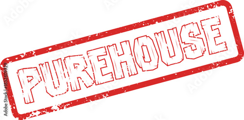 PUREHOUSE Distressed Red Rubber Stamp Mark Signifying Clean Living and Ideal Home Environments